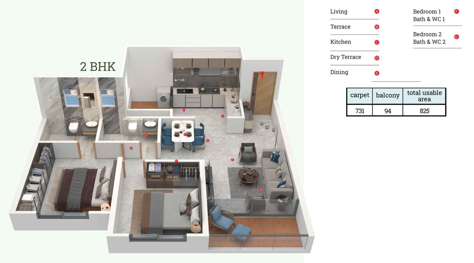 Dream-Delmont-unit-plan-2 bhk-825-sqft